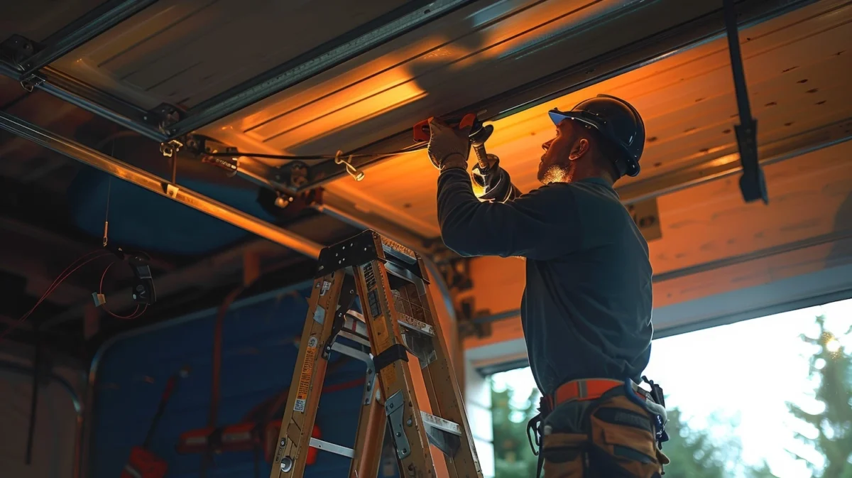garage-door-repair man repairing garage door