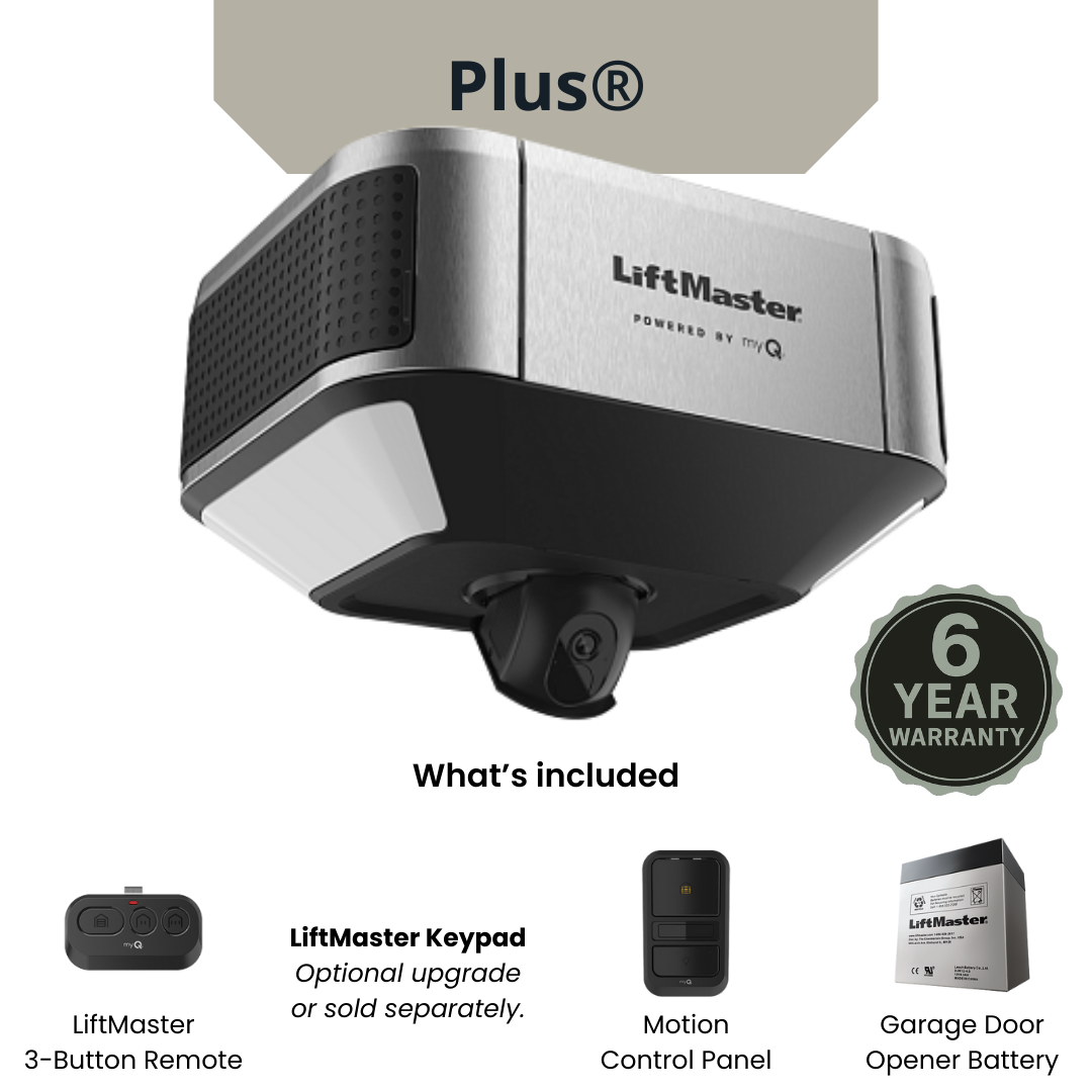 LiftMaster 6580L Plus garage door opener with motion control panel and battery backup